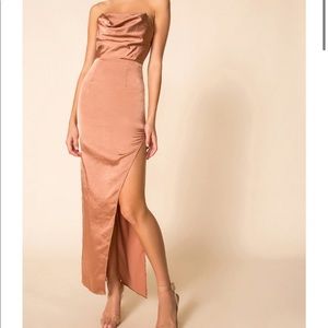 Superdown copper bridesmaid wedding guest dress